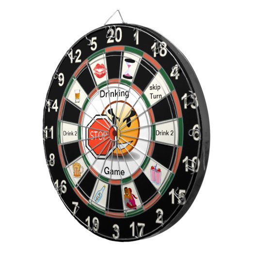 Drink Dart Board Game met happyface Dartbord (Voorkant Rechts)