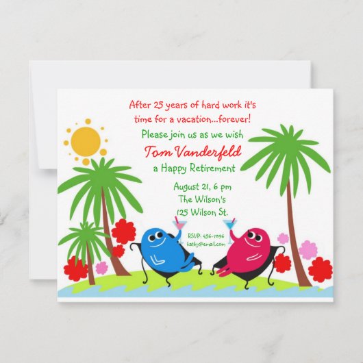 Drink de uitnodiging van de Beach Retirement Party (Voorkant)