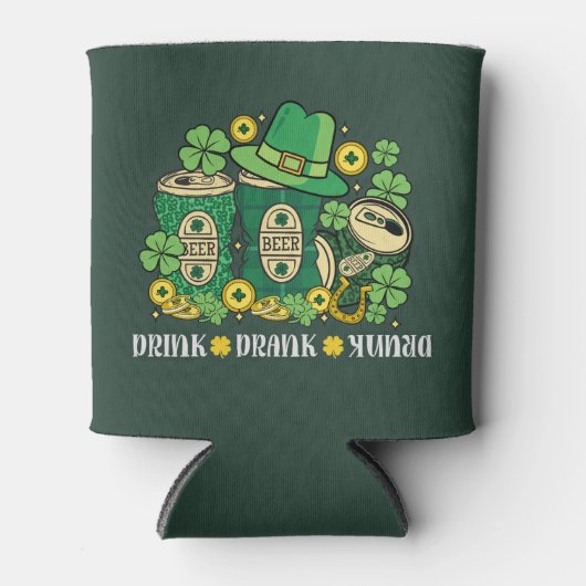 Drink Drank Drunk Funny St Patrick's Day Beer Blikjeskoeler (Voorkant)