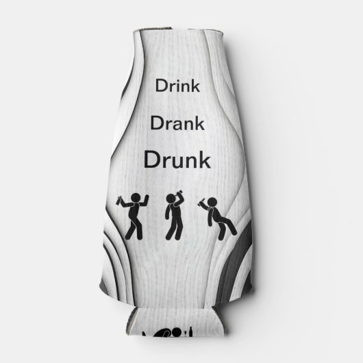 “Drink, Drank, Drunk” Koozie Fleskoeler (Voorkant)