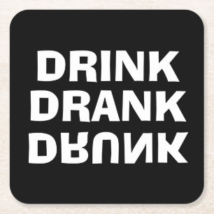 Drink Drink Drink zwart Vierkante Kartonnen Onderzetter
