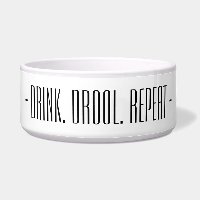 “Drink. Drool. Dog Ceramic Water Bowl Voerbakje (Voorkant)