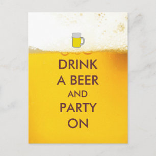 Drink een bier en partij op briefkaart