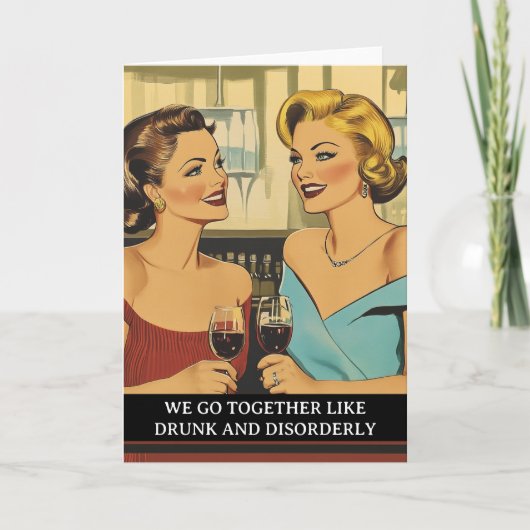 Drink en wanordelijk grappig Retro 50s Gezegde Kaart (Voorkant)