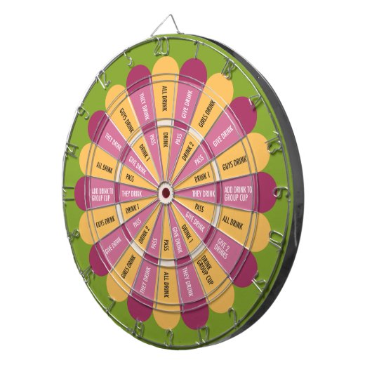 Drink gamevloer in roze geel groen dartbord (Voorkant Rechts)