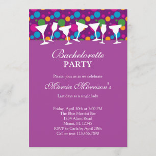 Drink Glasses Modern Bachelorette Invitation Kaart