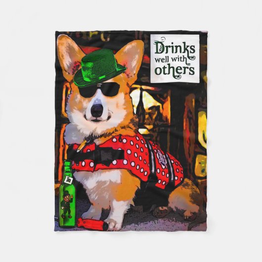 Drink goed met anderen Corgi Fleece Deken (Voorkant)