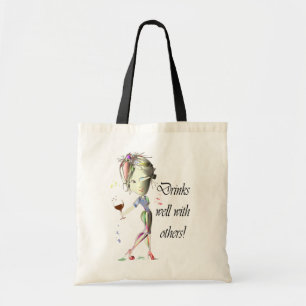 Drink goed met anderen, grappige wijnkunst tote bag