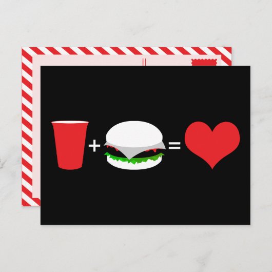 drink + hamburgers = liefde briefkaart (Voorkant / Achterkant)