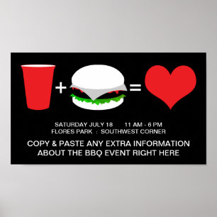 drink + hamburgers = liefde poster