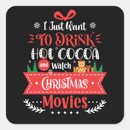 Drink Hot Cocaca Watch-kerstfilms Vierkante Sticker (Voorkant)