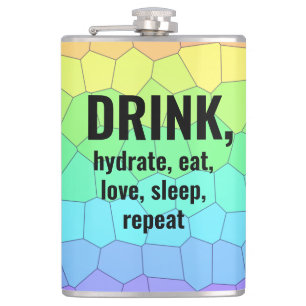 DRINK, Hydrate, Eet, Liefde, Slaap, Herhaal Fles Heupfles