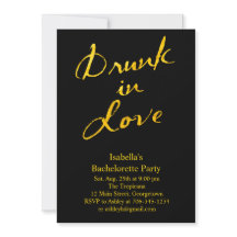 Drink in Liefde Bachelorette Party Invitation Gold