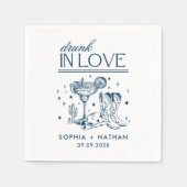 Drink in liefde gepersonaliseerde cowgirl bruiloft servet (Voorkant)