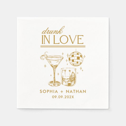 Drink in liefde gepersonaliseerde strand cocktail servet (Voorkant)