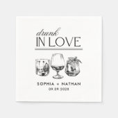 Drink in liefde gepersonaliseerde wijnglazen bruil servet (Voorkant)