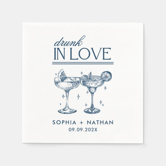 Drink in liefde gepersonaliseerde wijnglazen bruil servet (Voorkant)
