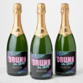 Drink in Liefde Neon Blauw & Roze Tropische Bach Sparkling Wijnetiket (Flessen)
