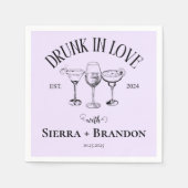 Drink in liefde Paarse gepersonaliseerde bruiloft Servet (Voorkant)