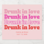 Drink in Liefde Vrijgezellenfeest Party Retro Pink Sparkling Wijnetiket (Enkel label)