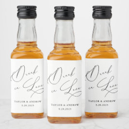 Drink in Liefde Zwart & Wit Trouwwijnfles Likeurfles Etiket