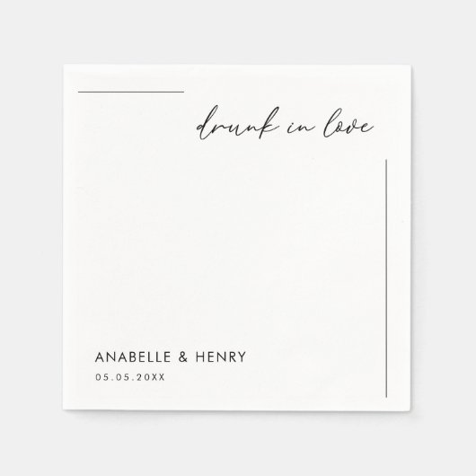 Drink in liefdesminimalistisch script en lijnhuwel servet (Voorkant)