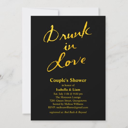 Drink in Love Couple's Shower Invitation Kaart (Voorkant)