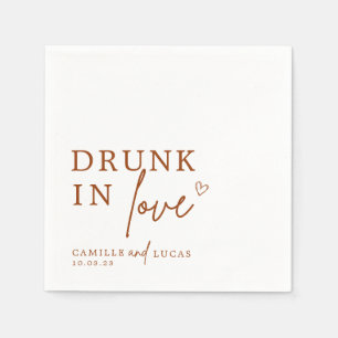 Drink in Love Terracotta Rust Personalized Napkins Servet