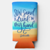Drink in mijn hand typografie met strand achtergro (Achterkant)