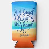 Drink in mijn hand typografie met strand achtergro (Voorkant)
