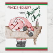 Drink kerstman met kerstmis wijn etiket (Enkel label)