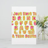 Drink Koffie Bespaar Levens En Neem Selfies Kunstd Briefpapier (Staand voorkant)