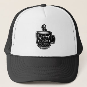 Drink koffie en denken aan verjaardagsverslaafde c trucker pet