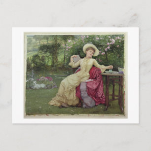 Drink koffie en lezen in de tuin (m/v briefkaart