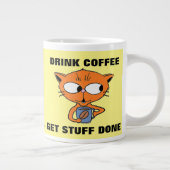 DRINK KOFFIE KRIJGT STUFF GEDAAN Cute Cat Extra Grote Beker (Rechts)