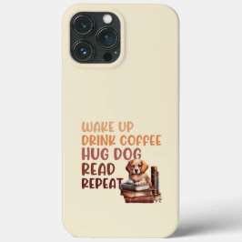 Drink koffieknuffel hond lezen iPhone 13 pro max hoesje