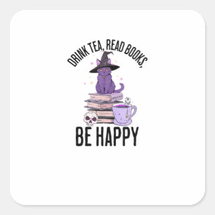 Drink Lees Boeken Whimsigoth Halloween Ontwerp Vierkante Sticker