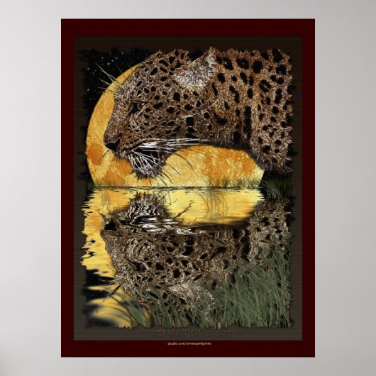 DRINK LEOPARD op SUNSET Art Poster (Voorkant)