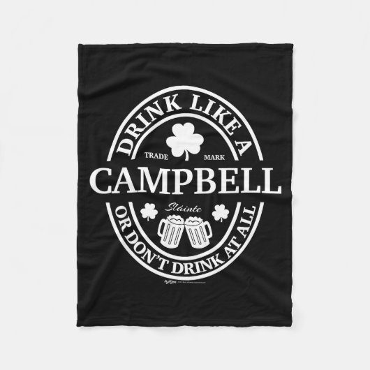 Drink Like A Campbell Shamrock St Patricks Day Fleece Deken (Voorkant)