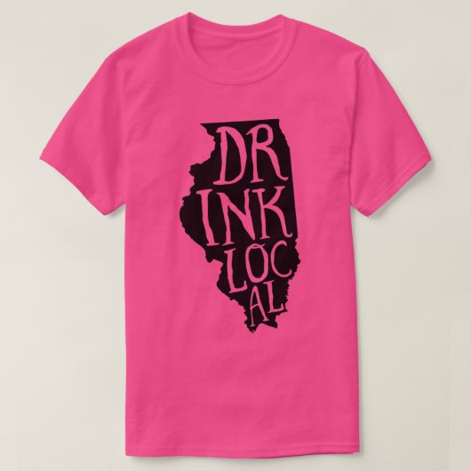 Drink Local Illinois State Outline Craft Beer T-shirt (Design voorkant)