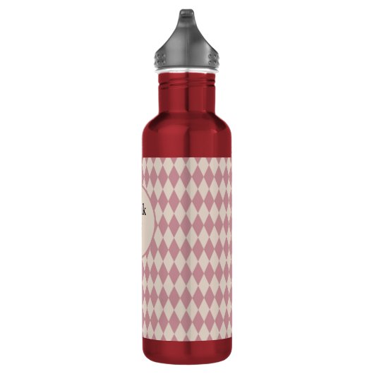 Drink me Alice in Wonderland Green Mauve Checkered Waterfles (Rechts)
