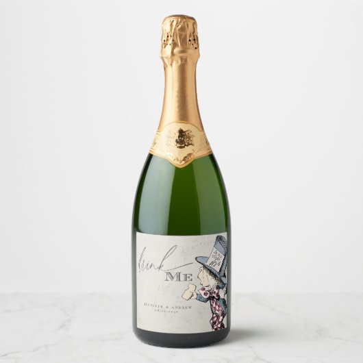 Drink me Alice in Wonderland Wedding Champ Sparkling Wijnetiket (Voorkant)