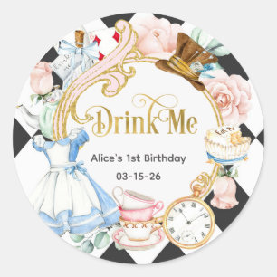 Drink me, Alice Onderland, jarig Ronde Sticker