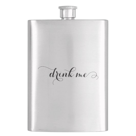Drink me Elegant Script Flask Heupfles (Voorkant)