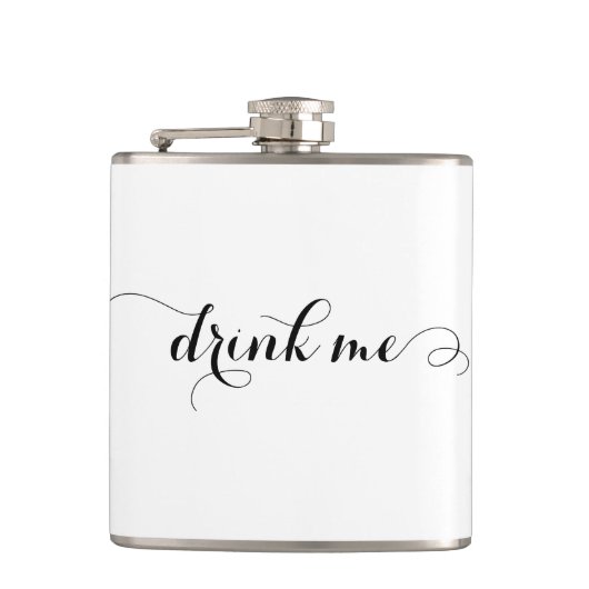 Drink me Elegant Script Flask Heupfles (Voorkant)