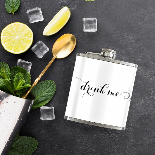 Drink me Elegant Script Flask Heupfles