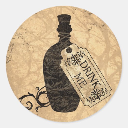 Drink me fles ronde sticker (Voorkant)