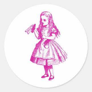 Drink me geïnkt roze ronde sticker