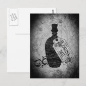 Drink me Grijze Briefkaart (Voorkant / Achterkant)