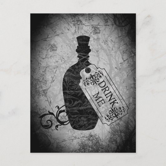 Drink me Grijze Briefkaart (Voorkant)